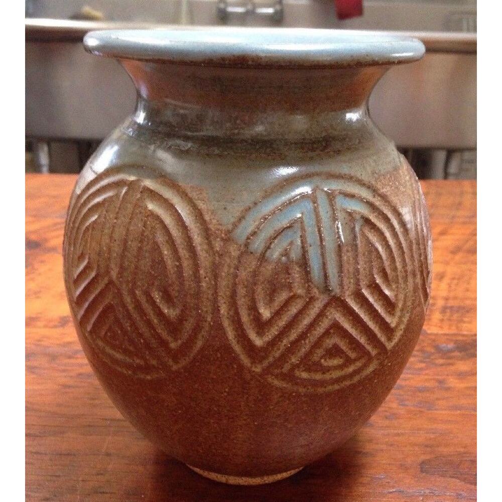 Japanese Asian Style Studio Art Pottery Stoneware Ceramic Vase Signed Epstein